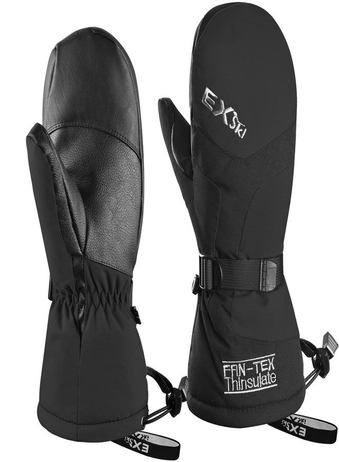 EXski Ski Mittens for Men, Waterproof Warm 3M Thinsulate Winter Snowboard Mitts with Wrist Leashes - Image 1